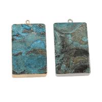 Natural Imperial Jasper Pendants Impression Jasper with Brass Rectangle plated Approx 2mm Sold By PC