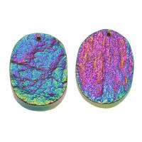 Natural Agate Druzy Pendant, Ice Quartz Agate, colorful plated, 54x51x8mm, Hole:Approx 1.5mm, Sold By PC