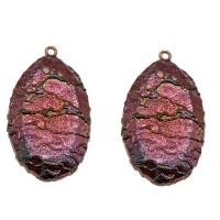 Fósil marino colgante, con metal, chapado en color cobre antiguo, 58x31x9mm, agujero:aproximado 2mm, Vendido por UD