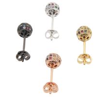 Brass Stud Earring, plated, different size for choice & micro pave cubic zirconia & for woman, more colors for choice, nickel, lead & cadmium free, Sold By PC