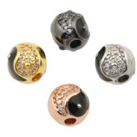 Cubic Zirconia Micro Pave Brass Beads, Round, plated, different size for choice & micro pave cubic zirconia & enamel, more colors for choice, nickel, lead & cadmium free, 10PCs/Bag, Sold By Bag