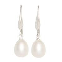 Freshwater Pearl Earrings Zinc Alloy with Freshwater Pearl iron earring hook Rice platinum color plated natural lead & cadmium free 7-8mm Sold By Pair