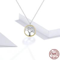 925 Sterling Silver Necklaces, Tree, plated, oval chain & for woman & hollow, Sold Per Approx 17.7 Inch Strand