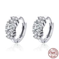 925 Sterling Silver Lever Back Earring plated micro pave cubic zirconia & for woman 10mm Sold By Pair