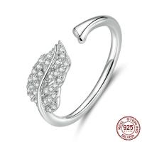 925 Sterling Silver Cuff Finger Ring platinum plated micro pave cubic zirconia & for woman 1.50mm US Ring Sold By PC