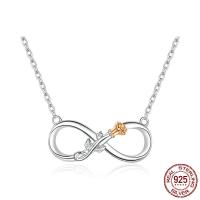 925 Sterling Silver Necklaces, Infinity, plated, oval chain & for woman & hollow, Sold Per Approx 15.7-17.7 Inch Strand