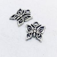 Tibetan Style Animal Pendants, Butterfly, antique silver color plated, hollow, nickel, lead & cadmium free, 14x12x1.20mm, 100PCs/Bag, Sold By Bag