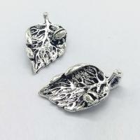Tibetan Style Leaf Pendants, antique silver color plated, nickel, lead & cadmium free, 24x13x1.80mm, Hole:Approx 1mm, 100PCs/Bag, Sold By Bag