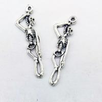 Tibetan Style Pendants, Skeleton, antique silver color plated, nickel, lead & cadmium free, 42x12x2.50mm, Hole:Approx 1mm, 100PCs/Bag, Sold By Bag