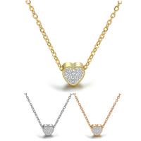 Collar de acero inoxidable de la joyería, Corazón, cadena oval & para mujer & con diamantes de imitación, más colores para la opción, 12x12mm, Vendido para aproximado 17.72 Inch Sarta