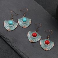 Tibetan Style Drop Earrings, with turquoise, plated, fashion jewelry & for woman, more colors for choice, nickel, lead & cadmium free, 49x30mm, Sold By Pair