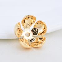 Brass Bead Cap, Flower, real gold plated, DIY, nickel, lead & cadmium free, 14mm, 10PCs/Lot, Sold By Lot