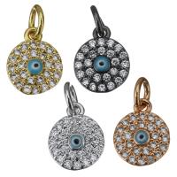 Brass Pendant plated fashion jewelry & evil eye pattern & micro pave cubic zirconia nickel lead & cadmium free Approx 3.5mm Sold By Lot
