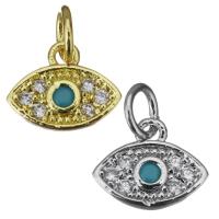 Cubic Zirconia Micro Pave Brass Pendant, Eye, plated, fashion jewelry & micro pave cubic zirconia, more colors for choice, nickel, lead & cadmium free, 10x8x2mm, Hole:Approx 3.5mm, 20PCs/Lot, Sold By Lot