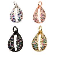 Cubic Zirconia Micro Pave Brass Pendant, Shell, plated, micro pave cubic zirconia, more colors for choice, nickel, lead & cadmium free, 20x11x5mm, Hole:Approx 1mm, Sold By PC