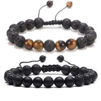 Lava Woven Ball Bracelets with Nylon Cord plated fashion jewelry & Unisex & adjustable 8mm Sold By Strand