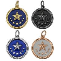 Cubic Zirconia Micro Pave Brass Pendant, Flat Round, plated, micro pave cubic zirconia & enamel, more colors for choice, nickel, lead & cadmium free, 16x18x2mm, Hole:Approx 3.5mm, 20PCs/Lot, Sold By Lot