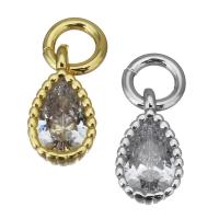 Cubic Zirconia Brass Pendants, Teardrop, plated, fashion jewelry & with cubic zirconia, more colors for choice, nickel, lead & cadmium free, 5.50x9.50x3mm, Hole:Approx 3mm, 20PCs/Lot, Sold By Lot