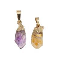 Gemstone Pendants Jewelry, with Brass, gold color plated, different materials for choice, 26x11x10mm, Hole:Approx 2mm, Sold By PC
