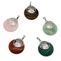 Gemstone Pendants Jewelry, with Brass, platinum color plated, different materials for choice, 34x28x6mm, Hole:Approx 2mm, Sold By PC