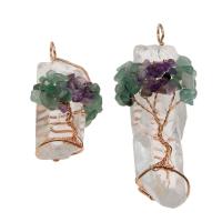 Clear Quartz Pendant, with Green Aventurine & Amethyst & Brass, rose gold color plated, random style, 57*31*31mm-82*31*31mm, Hole:Approx 5mm, Sold By PC