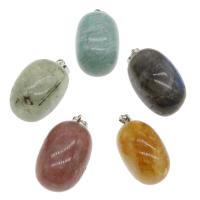 Gemstone Pendants Jewelry, with Brass, platinum color plated, different materials for choice, 32x19x19mm, Hole:Approx 2mm, Sold By PC