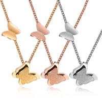 Titanová ocel náhrdelník, Titanium ocel, Motýl, Korejský styl & oválný řetězu & pro ženy, více barev na výběr, 12x14mm,10mm, Prodáno za Cca 18.51 inch Strand