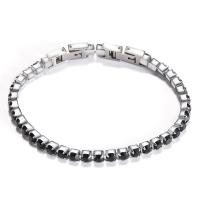 Stainless Steel Bangle with 5cm extender chain micro pave cubic zirconia & for woman Sold Per Approx 7.49 Inch Strand