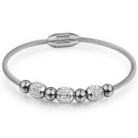 Titanium Steel Bracelet & Bangle for woman & with rhinestone 3mm Inner Approx 62.8mm Sold By PC