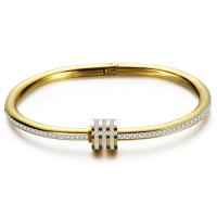 Stainless Steel Bangle plated for woman & with rhinestone Inner Approx 64mm Sold By PC