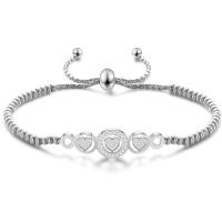 Titanium stål armbånd, Heart, for kvinde & med rhinestone, flere farver til valg, Solgt Per Ca. 10.24 inch Strand