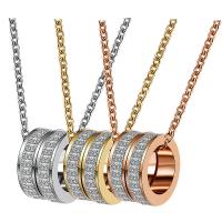 Stainless Steel Jewelry Necklace, with 5cm extender chain, oval chain & for woman & with rhinestone, more colors for choice, 7x13mm, Sold Per Approx 15.75 Inch Strand