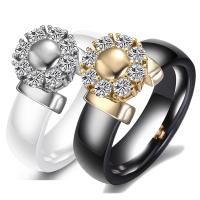 Finger Ring Smycken, Porslin, olika storlek för val & för kvinna & med strass, fler färger för val, 6mm, Säljs av PC