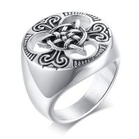 Inox ljudi prst prsten, Nehrđajući čelik, pozlaćen, modni nakit & različite veličine za izbor & za čovjeka, srebro, Prodano By PC