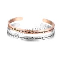Stainless Steel Cuff Bangle plated fashion jewelry & with letter pattern & for woman 60mm Sold By PC
