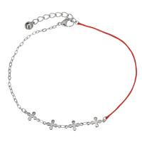 Stainless Steel Jewelry Bracelet, with Nylon Cord, with 1.5Inch extender chain, oval chain & for woman, original color, 12x7mm,1mm,2mm, Sold Per Approx 10 Inch Strand