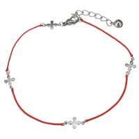Bijoux bracelet en acier inoxydable, avec corde en nylon, avec 1.5Inch chaînes de rallonge, pour femme, couleur originale, 12.5x7mm,1mm, Vendu par Environ 9.6 pouce brin