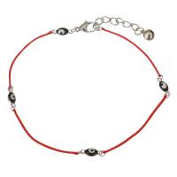 acier inoxydable bracelet, avec corde en nylon, avec 1.5Inch chaînes de rallonge, motif de mauvais œil & pour femme, couleur originale, 11x4mm,1mm, Vendu par Environ 9.5 pouce brin