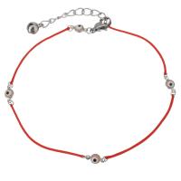 Stainless Steel Bracelet, with Nylon Cord, with 1.5Inch extender chain, evil eye pattern & for woman, original color, 9x4.5mm,1mm, Sold Per Approx 9.5 Inch Strand