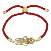Bijoux bracelet en acier inoxydable, avec corde en nylon, Placage de couleur d'or, Réglable & pavé de micro zircon & pour femme, 34x14mm,3mm, Vendu par Environ 6-9 pouce brin