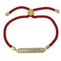 Bijoux bracelet en acier inoxydable, avec corde en nylon, Placage de couleur d'or, Réglable & pavé de micro zircon & pour femme, 35x6mm,3mm, Vendu par Environ 6-9 pouce brin