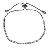 Bijoux bracelet en acier inoxydable, ionique noire, Réglable & pour femme & avec zircone cubique, 2mm,1mm, Vendu par Environ 7-10 pouce brin