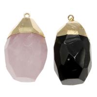 Gemstone Pendant with Brass gold color plated fashion jewelry & faceted Approx 2mm Sold By PC