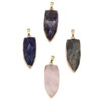 Gemstone Pendant, with Brass, gold color plated, fashion jewelry & different materials for choice & faceted, 41x16x9mm, Hole:Approx 2mm, Sold By PC