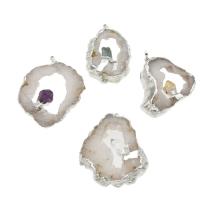 Gemstone Pendants Jewelry, with Brass, platinum color plated, random style, 57*53*9mm-60*50*8mm, Hole:Approx 2mm, Sold By PC