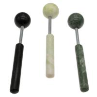 pierre gemme bijoux de massage, avec laiton, Placage de couleur platine, différents matériaux pour le choix & pour femme, 175x35x35mm, Vendu par PC