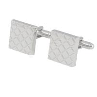 Cufflinks, Brass, Square, platinum color plated, for man, nickel, lead & cadmium free, 5-10mm, Sold By Pair