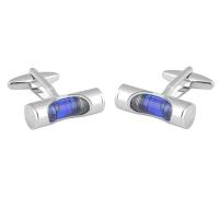 Cufflinks, Brass, with Crystal, Column, silver color plated, Unisex, more colors for choice, nickel, lead & cadmium free, 5-10mm, Sold By Pair