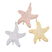 Cubic Zirconia Micro Pave Brass Connector Starfish plated micro pave cubic zirconia & 1/1 loop nickel lead & cadmium free Approx 1mm Sold By Lot