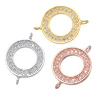 Cubic Zirconia Micro Pave Brass Connector, Donut, plated, micro pave cubic zirconia & 1/1 loop, more colors for choice, nickel, lead & cadmium free, 15x21mm, Hole:Approx 1mm, 10PCs/Lot, Sold By Lot